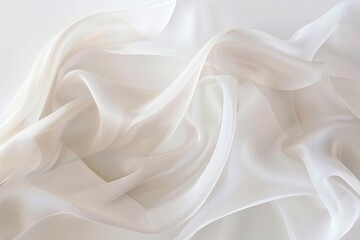 A close-up image of a white fabric with soft, delicate lines, draped against a white background, A white background with soft, delicate lines intersecting