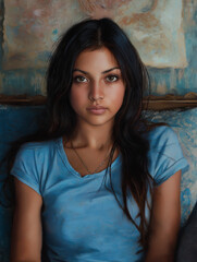 Fototapeta premium High quality photo. Young beautiful girl, portrait photo in natural style