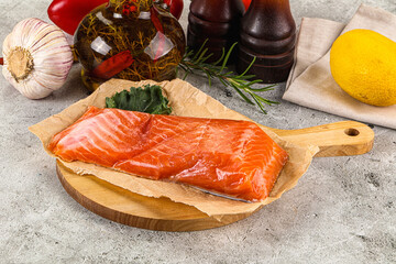 Piece of cut salmon fillet