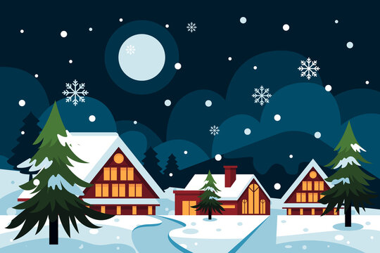winter landscape with houses