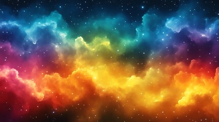 Fototapeta premium Vibrant Cosmic Nebula Illuminated By Distant Stars