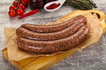 Raw beef and lamb sausages