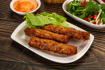 Fried Vietnamese spring roll with special sauce