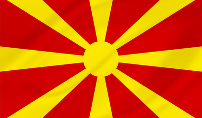 Realistic  National Flag of  North Macedonia