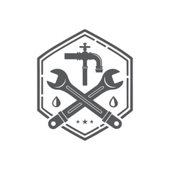 plumbing service silhouette vector clip art logo