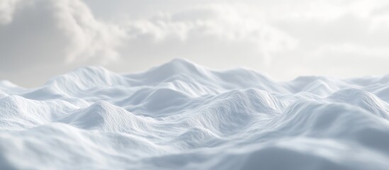 Fototapeta premium Serene white landscape with undulating hills under a cloudy sky.