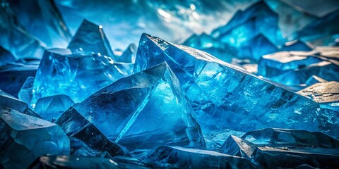 Obraz premium Abstract Geometric Blue Ice Texture Background - Low Light Photography Stock Photo
