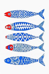 Colorful fish design features unique patterns and vibrant red ac