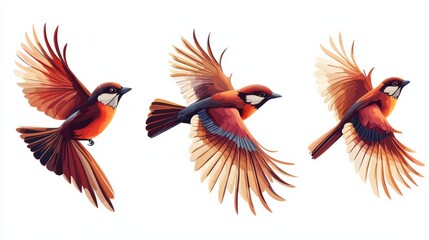 Obraz premium Colorful birds in flight nature digital artwork vibrant environment artistic view wildlife concept