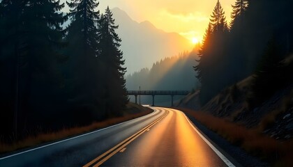 Fototapeta premium sunset on the road