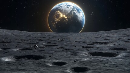 Earthrise Viewed From The Lunar Surface