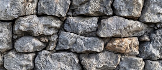 Obraz premium Rough grey stone wall texture background.