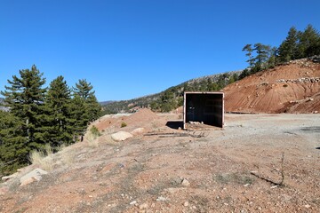 Mountainous landscape cabin. High quality photo