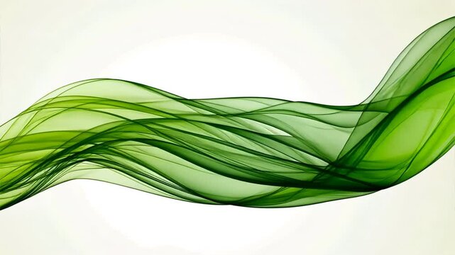 Elegant green wave abstract design flows smoothly, creating serene background texture that embodies natures calming light and harmonious beauty.
