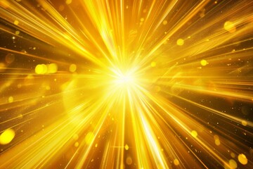 A radiant image of yellow light beams emanating from a central point, Radiant yellow beams shining from a central point