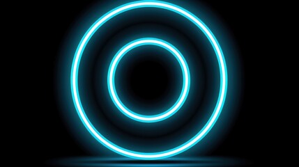 A neon blue circle with a black background