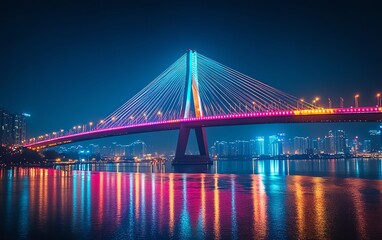 Obraz premium Vibrant smart city lights at night