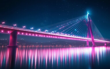 Obraz premium Vibrant smart city lights at night