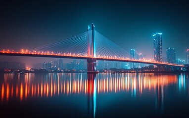 Vibrant smart city lights at night