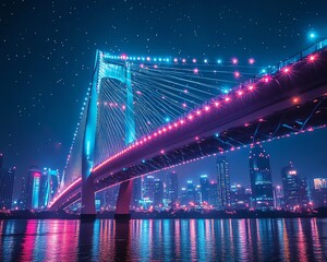 Fototapeta premium Abstract smart city lights at night