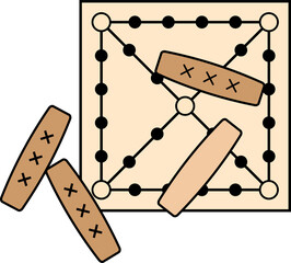 Traditional Korean New Year Yutnori Game Illustrations