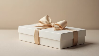 A minimalist chocolate box with a simple elegant ribbon. Festive concept Valentine's Day Chocolate Day