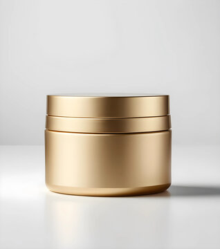 Blank Gold Cosmetic and beauty product for body care, face or gel for beauty skin  isolated on a white background, beauty cream jar, blank template empty and clean jar with cap for cosmetic cream