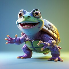 Fototapeta premium Turtles and their limbs, facial features, and frog skin