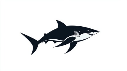 Obraz premium Dynamic view of a serene ocean scene shark swimming gracefully underwater