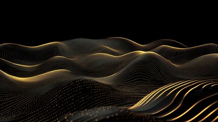 Naklejka premium Abstract Golden Waves on Dark Background