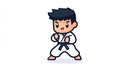 Fototapeta premium Karate practice session dojo illustration indoor close-up self-discipline focus