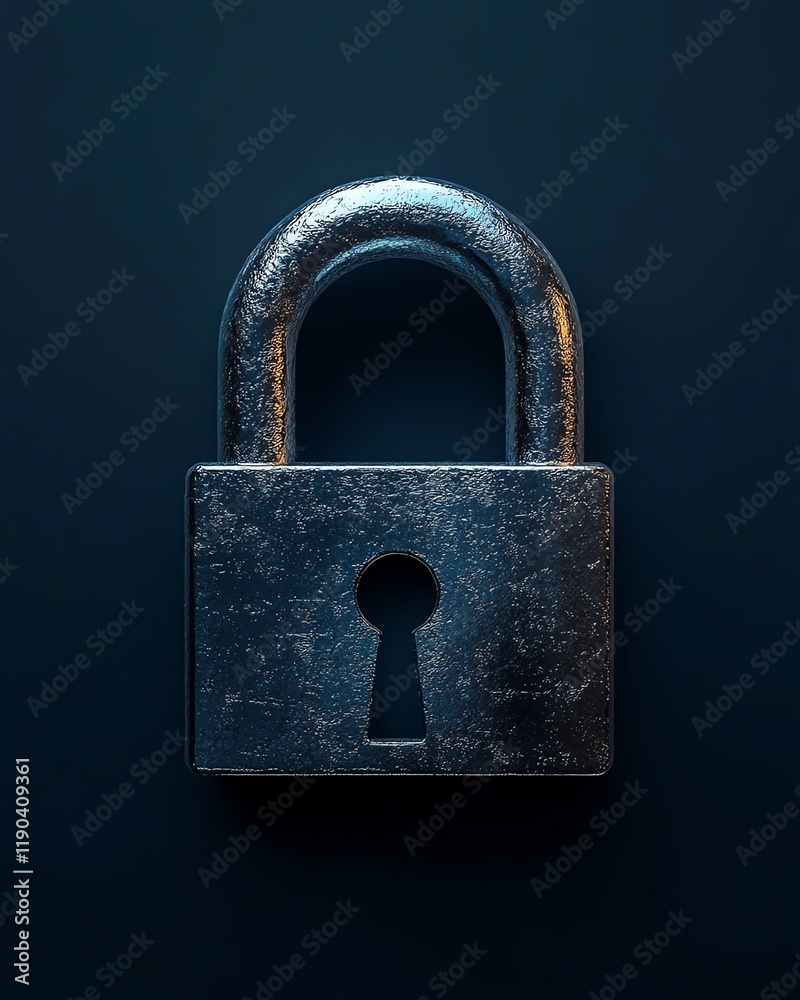 Leinwandbilder A digital padlock on dark blue, symbolizing computing system security, advanced encryption technology, network protection, privacy and fraud prevention