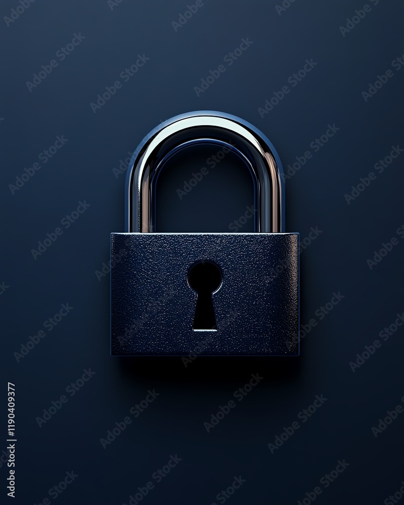 Fototapete a digital padlock on dark blue, symbolizing computing system security, advanced encryption technolog