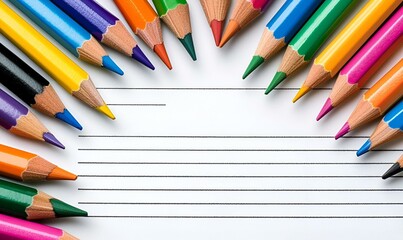 Obraz premium Back to School Crayon Border, a colorful design showcasing vibrant crayons, perfect for educational materials or creative projects.