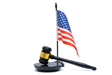 gavel of justice with american flag