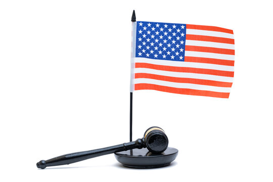 gavel of justice with american flag - Powered by Adobe