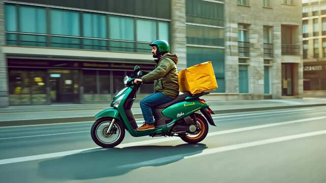 man on a scooter delivering food