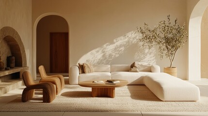 Modern living room interior design cozy home minimalist aesthetic natural light contemporary style