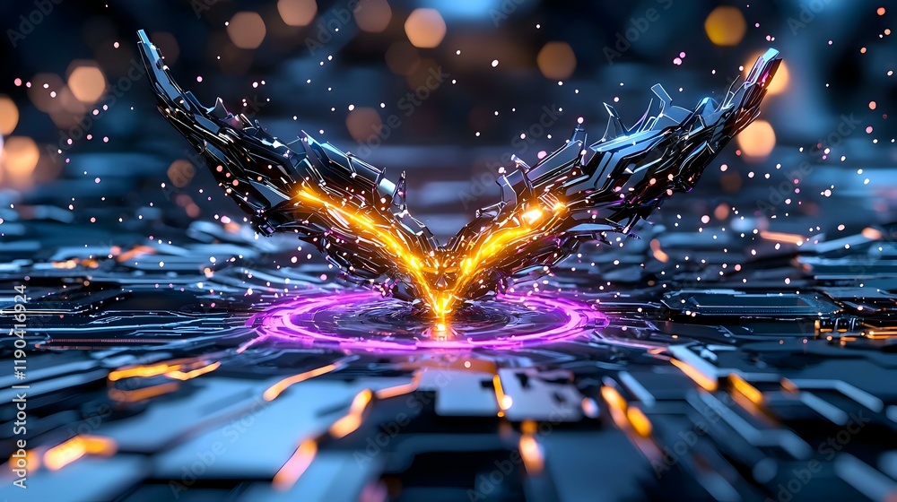 Poster dynamic abstraction of artificial intelligence creativity, vibrant colors and intricate patterns mer