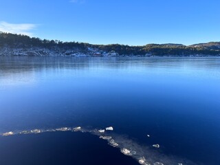 Fototapeta premium Hindenes Alver Fjord Winter Norway