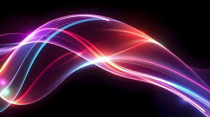 A futuristic sci-fi style vibrant abstract wave of colorful light on a dark background. Advanced technology, space elements, and radiant, luxurious light