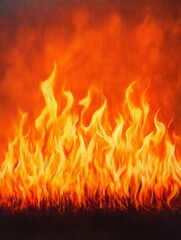 Blazing Inferno Wall of Fire - Intense flames, vibrant orange and yellow hues, powerful energy, burning passion, fiery destruction.