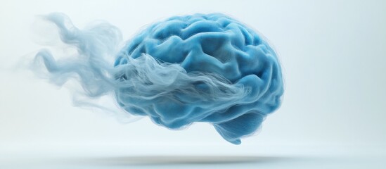 Fototapeta premium Abstract blue brain with smoke.