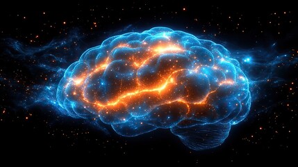 Obraz premium An abstract futuristic background with a glowing digital brain symbolizing artificial intelligence technology