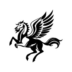Obraz premium Minimalist Pegasus Logo Design Silhouette Vector Illustration