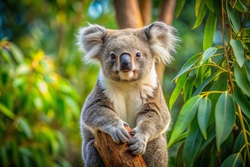 Fototapeta premium Adorable Koala Sitting Up, Candid Wildlife Photo