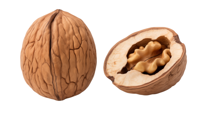 High-resolution image of walnuts, perfect for food blogs, packaging, and culinary websites.  Showcase the rich texture and natural beauty of walnuts with this detailed shot.