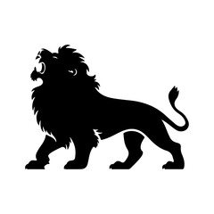 Roaring Lion Silhouette – Majestic Black Vector Illustration