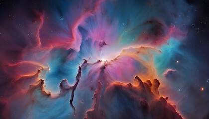Fototapeta premium vibrant beauty of this colorful nebula, a breathtaking masterpiece of the universe