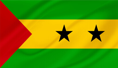 Realistic National Flag of  Sao Tome and Principe.